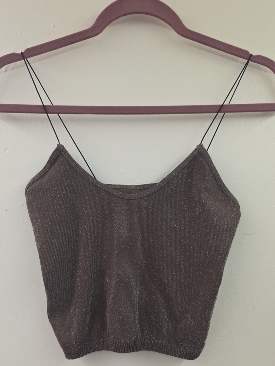 Intimately By Free People Tops - Intimately Free People Metallic Knit Crop Cami Brown M/L